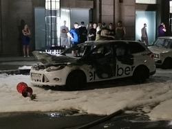 В центре города сгорело такси