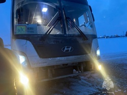 Автобус с детской хоккейной командой застрял в снегу в Татарстане