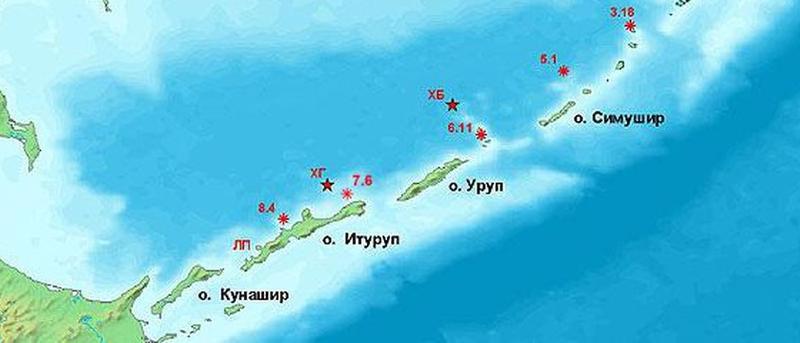 Карта курильских островов с названиями